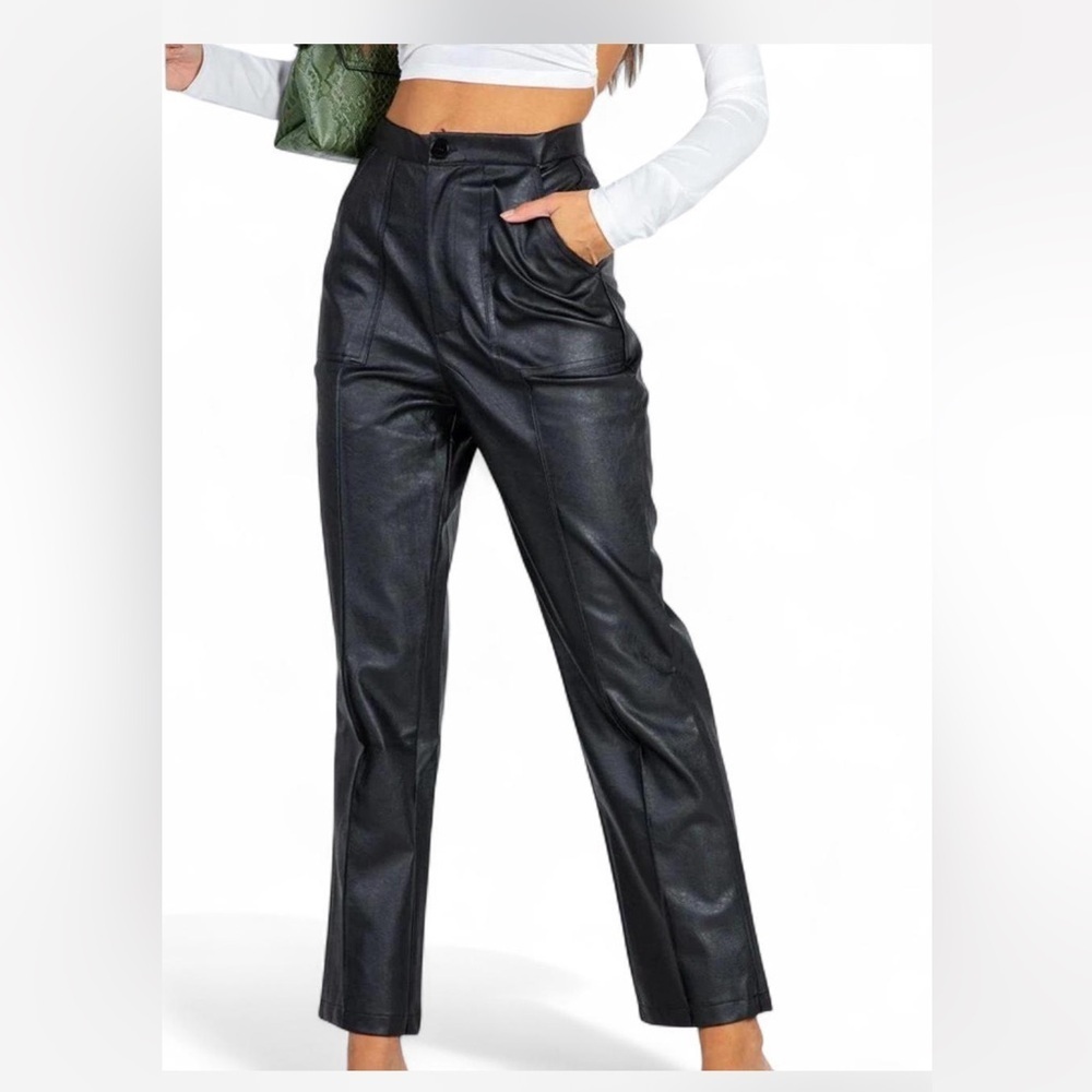Princess Polly Black Faux Leather Pants